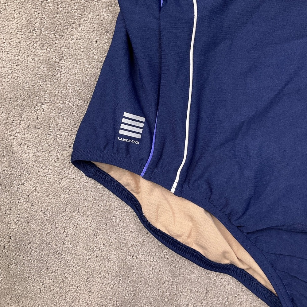 Lands End 1 Piece Swimsuit Womens 22W Navy Blue Training Modest Sporty Athletic - Picture 2 of 10